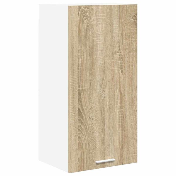 vidaXL Hanging Cabinet with Door Sonoma Oak and White 40 x 31 x 80 cm