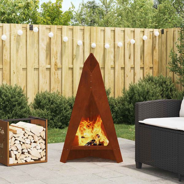 vidaXL Fire Pit Brown 58 x 40 x 100 cm Weathering Steel