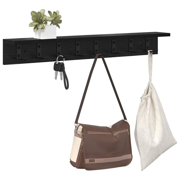vidaXL Wall-Mounted Coat Rack Black Oak 80 x 10.5 x 10.5 cm
