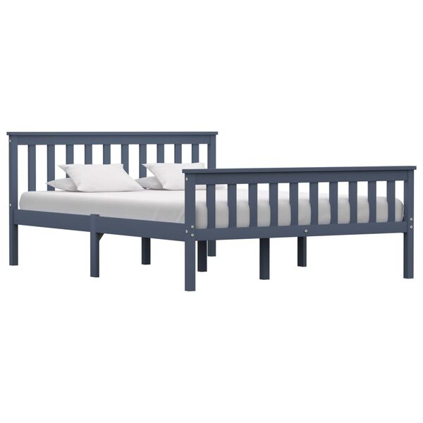 vidaXL Bed Frame without Mattress Grey Solid Pine Wood 140x200 cm (283229+2x321989)