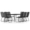 vidaXL 9 Piece Garden Dining Set Black