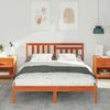 vidaXL Bed Frame with Headboard Wax brown 135 x 190 cm Solid pine wood