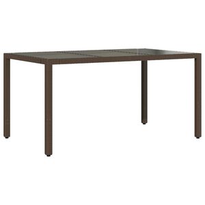 vidaXL Garden Table with Glass Top Brown 150x90x75 cm Poly Rattan