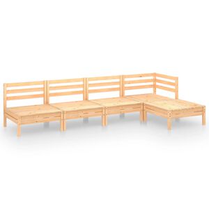 vidaXL Garden Lounge Set | Natural Pine | Solid Pine Wood | Five-Piece | Modular