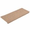 vidaXL Stair Mats Self-adhesive 15 pcs 65x24.5x3.5 cm Beige