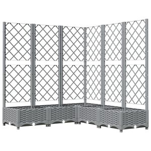 vidaXL Garden Planter with Trellis Light Grey 120x120x121.5 cm PP