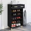 vidaXL Shoe Cabinet Plain Black Oak 60 x 35 x 105 cm Engineered Wood