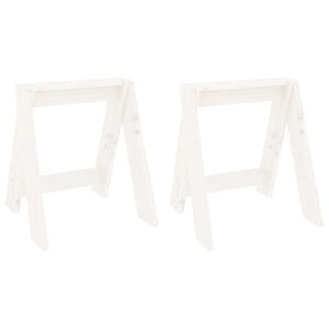 vidaXL Stools 2 pcs White 40x40x45 cm Solid Wood Pine