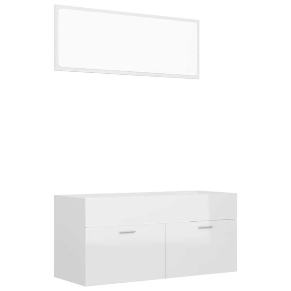 vidaXL 2 Piece Bathroom Furniture Set High Gloss White Engineered Wood