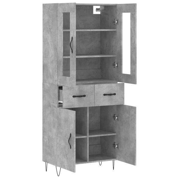 vidaXL Highboard Concrete Grey 69.5x34x180 cm Engineered Wood