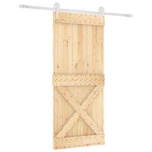 vidaXL Sliding Door Natural and White 90 x 210 cm Solid Pine Wood