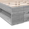 vidaXL Bed Frame with Drawers without Mattress Grey Sonoma 150x200 cm King Size