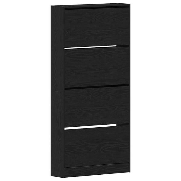 vidaXL Shoe Cabinet Black Oak 80 x 21 x 163.5 cm Engineered Wood