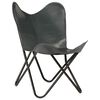 vidaXL Butterfly Chair Grey Kids Size Real Leather