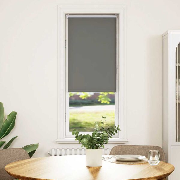 vidaXL Roller Blind Blackout Grey 60x150 cm Fabric Width 55.7 cm Polyester