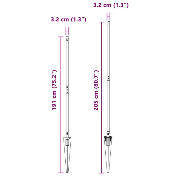 vidaXL Fence Post Other 52 pcs Grey 3.2 x 3.2 x 160 cm Steel