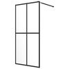 vidaXL Walk-in Shower Wall with Shelf Black 90x195 cm ESG Glass&Aluminium