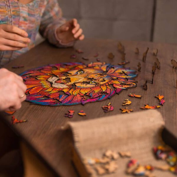 UNIDRAGON 327 Piece Wooden Jigsaw Puzzle Mysterious Lion King Size 31x40 cm