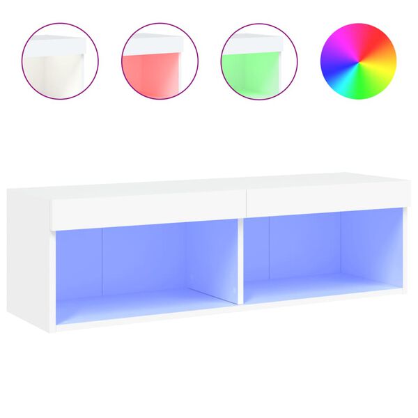 vidaXL TV Cabinet with LED Lights White 100x30x30 cm
