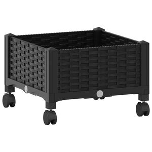 vidaXL Garden Planter with Wheels Black 40 x 40 x 29 cm PP