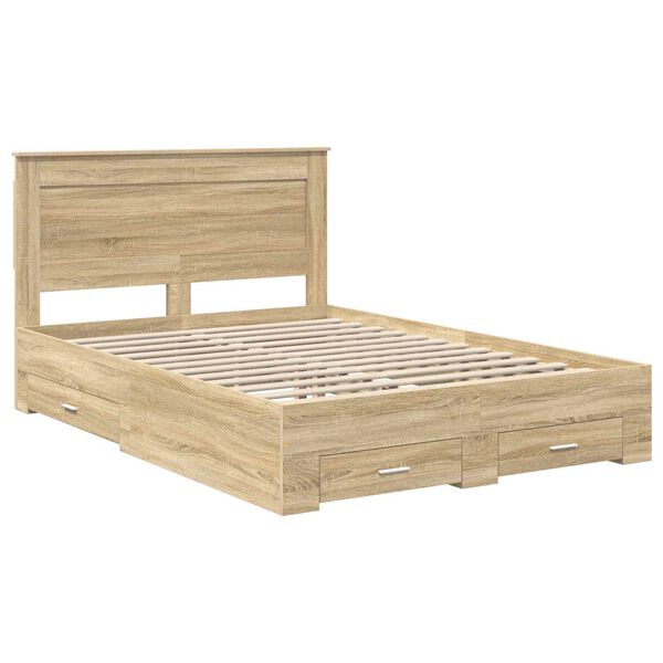 vidaXL Bed Frame with Drawer with Headboard Manual Engineered Wood