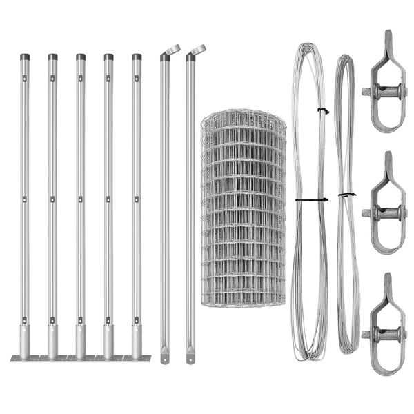 vidaXL Fence with Post Silver 0.4 x 10 m Steel