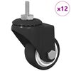 vidaXL Swivel Castor 12 pcs Black 40.4 x 40.4 x 19.7 mm Iron and nylon