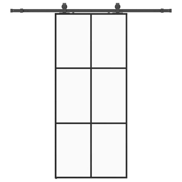 vidaXL Sliding Door with Hardware Set Black 90x205 cm ESG Glass