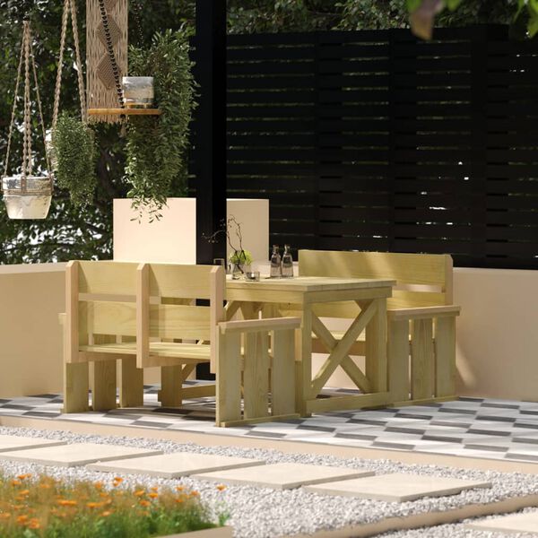 vidaXL 3 Piece Garden Dining Set Impregnated Pinewood