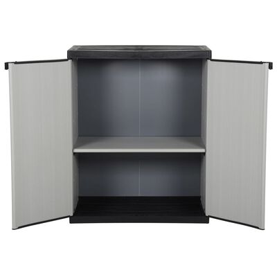 vidaXL Garden Storage Cabinet with 1 Shelf Grey and Black 68x40x85 cm