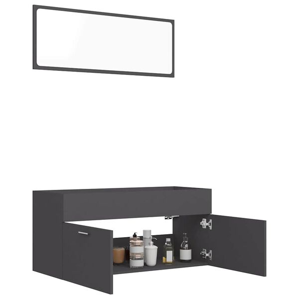 vidaXL 2 Piece Bathroom Furniture Set Grey Engineered Wood