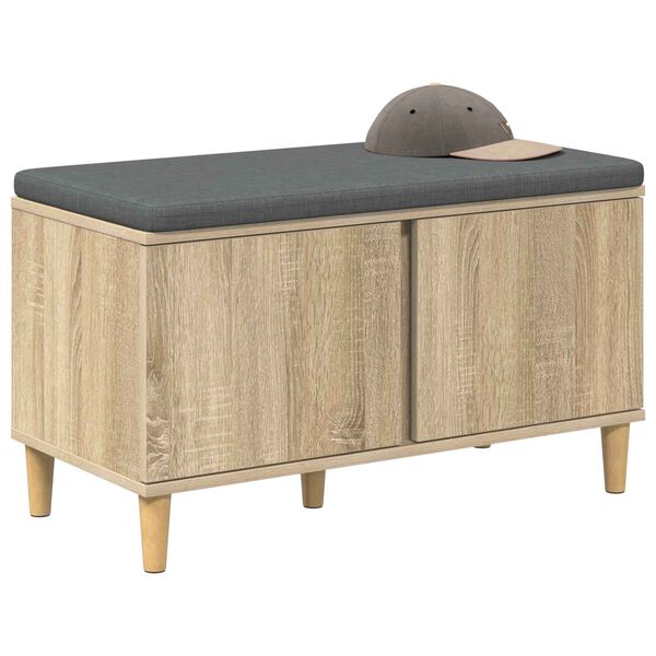 vidaXL Hall Bench with Cushion with Storage Sonoma Oak 80 x 38 x 46 cm