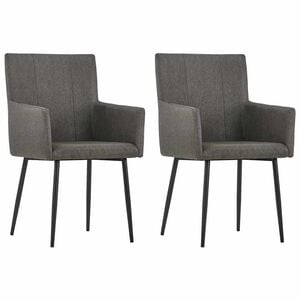 vidaXL Dining Chairs with Armrests 2 pcs Taupe Fabric