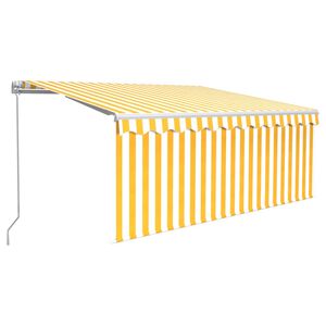 vidaXL Manual Retractable Awning with Blind 3.5x2.5m Yellow&White