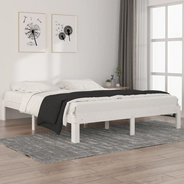 vidaXL Bed Frame without Mattress White Solid Wood Pine 160x200cm