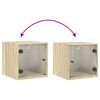 vidaXL Bedside Cabinet with Glass Door Sonoma Oak 35x37x35 cm