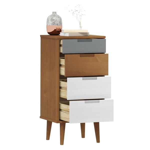 vidaXL Drawer Cabinet MOLDE Brown 40x35x82 cm Solid Wood Pine