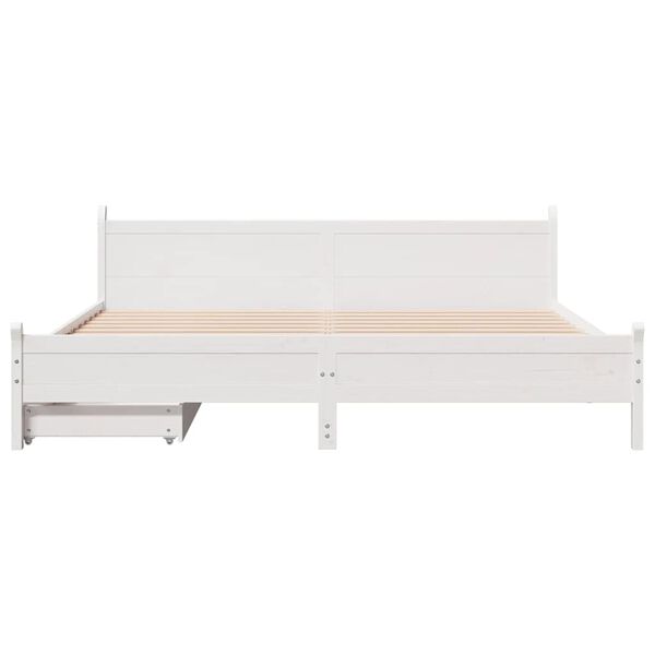 vidaXL Bed Frame without Mattress White 180x200 cm Super King Solid Wood Pine