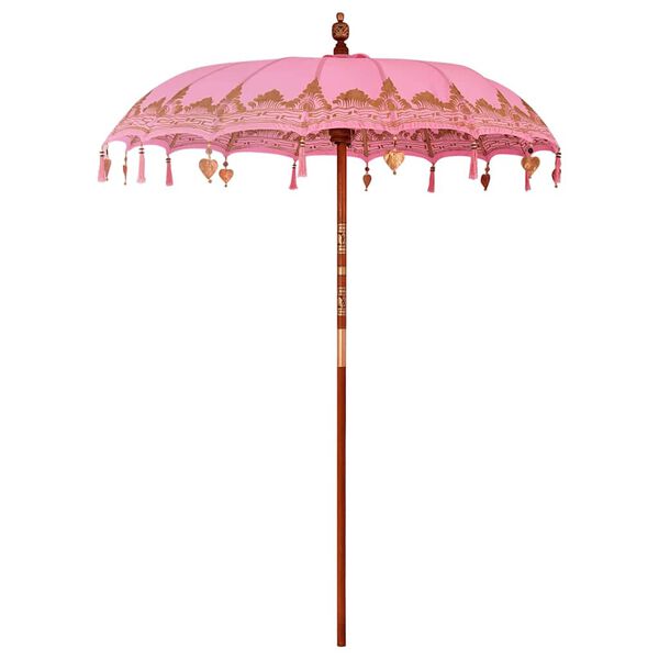 vidaXL Balinese Parasol Pink (180-190) x 260 cm Cotton and Wood