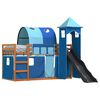 vidaXL Bunk Bed without Mattress with Slide and Curtains Blue 80x200 cm