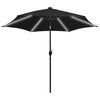 vidaXL Garden Parasol with LED Lights and Aluminium Pole 300 cm Black