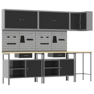 vidaXL Work Cabinet Set with Drawer with Shelf 10 pcs Black and Grey