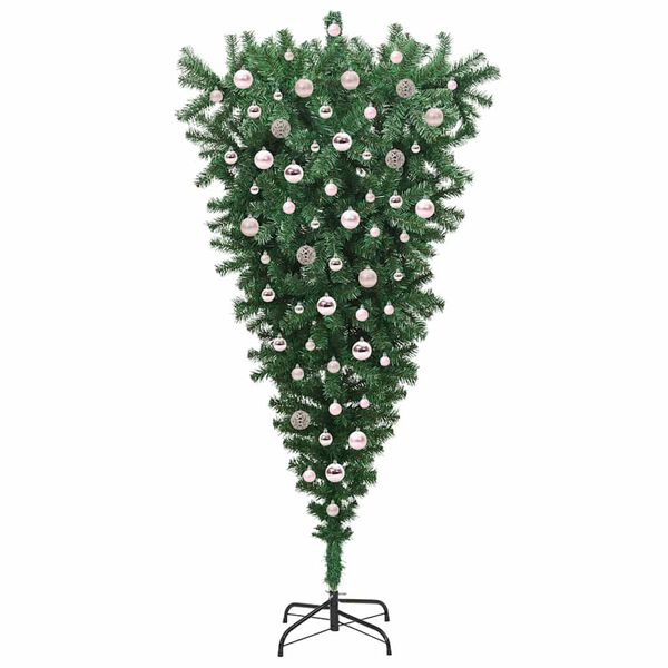vidaXL Upside-down Artificial Pre-lit Christmas Tree with Ball Set PVC