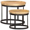 vidaXL Side Table | Brown and black | Solid mango wood and powder-coated steel