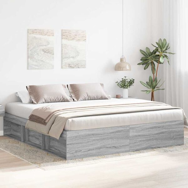 vidaXL Bed Frame without Mattress Grey Sonoma 200x200 cm