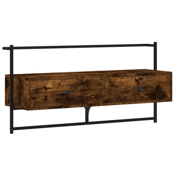 vidaXL TV Cabinet Wall-mounted Smoked Oak 100.5x30x51 cm Engineered Wood