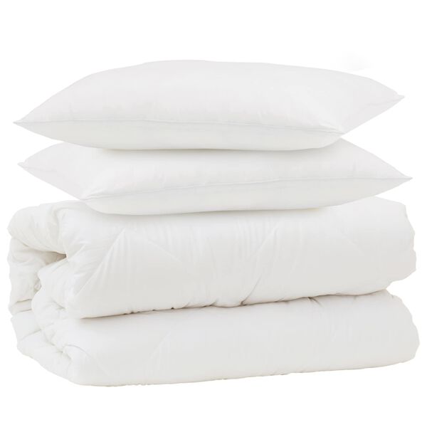 vidaXL Duvet Set with Pillow 3 pcs White Microfiber and Down Feather