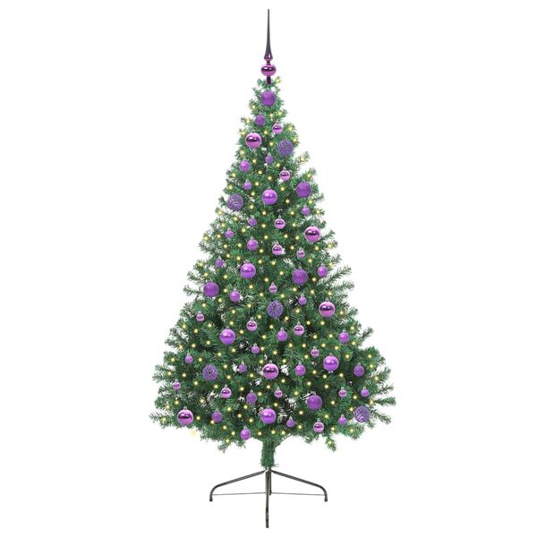 vidaXL Artificial Pre-lit Christmas Tree Green 180 cm PVC