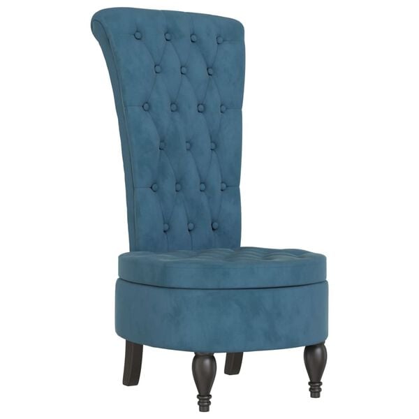 vidaXL High Back Chair Blue Velvet Button Design