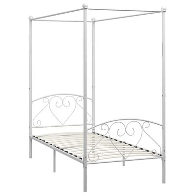 vidaXL Canopy Bed Frame White Metal 100x200 cm